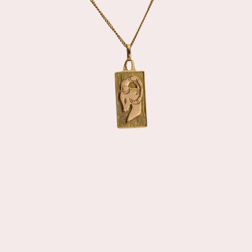 Gold Aries Rectangular Pendant in 18k Gold