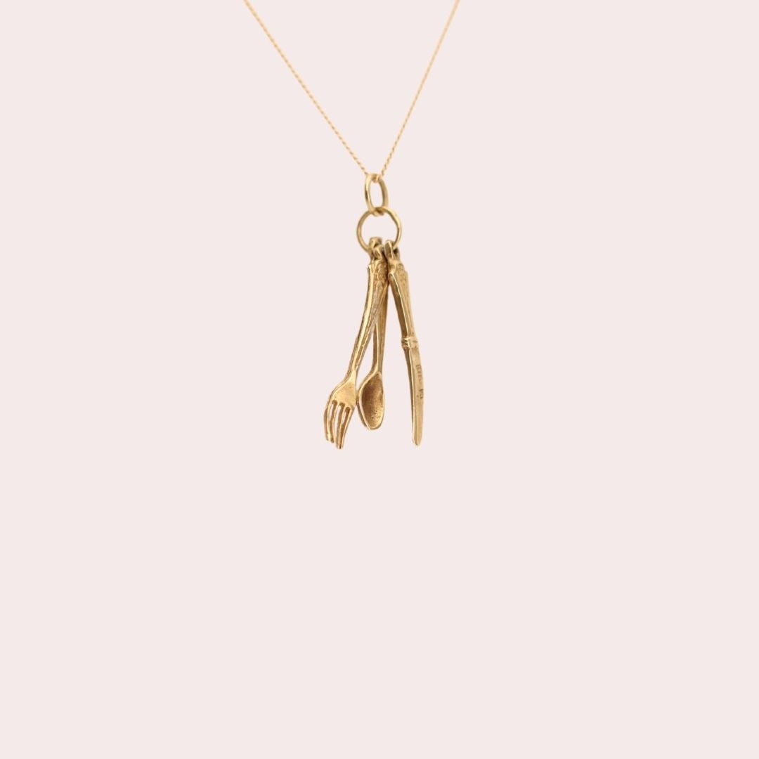 Vintage Cutlery Charm in 10k Gold