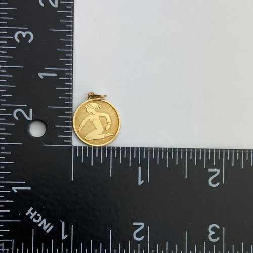 Virgo Gold Vintage Zodiac Pendant in 14k