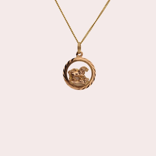 Vintage Leo Zodiac Pendant 14K in Rose Gold