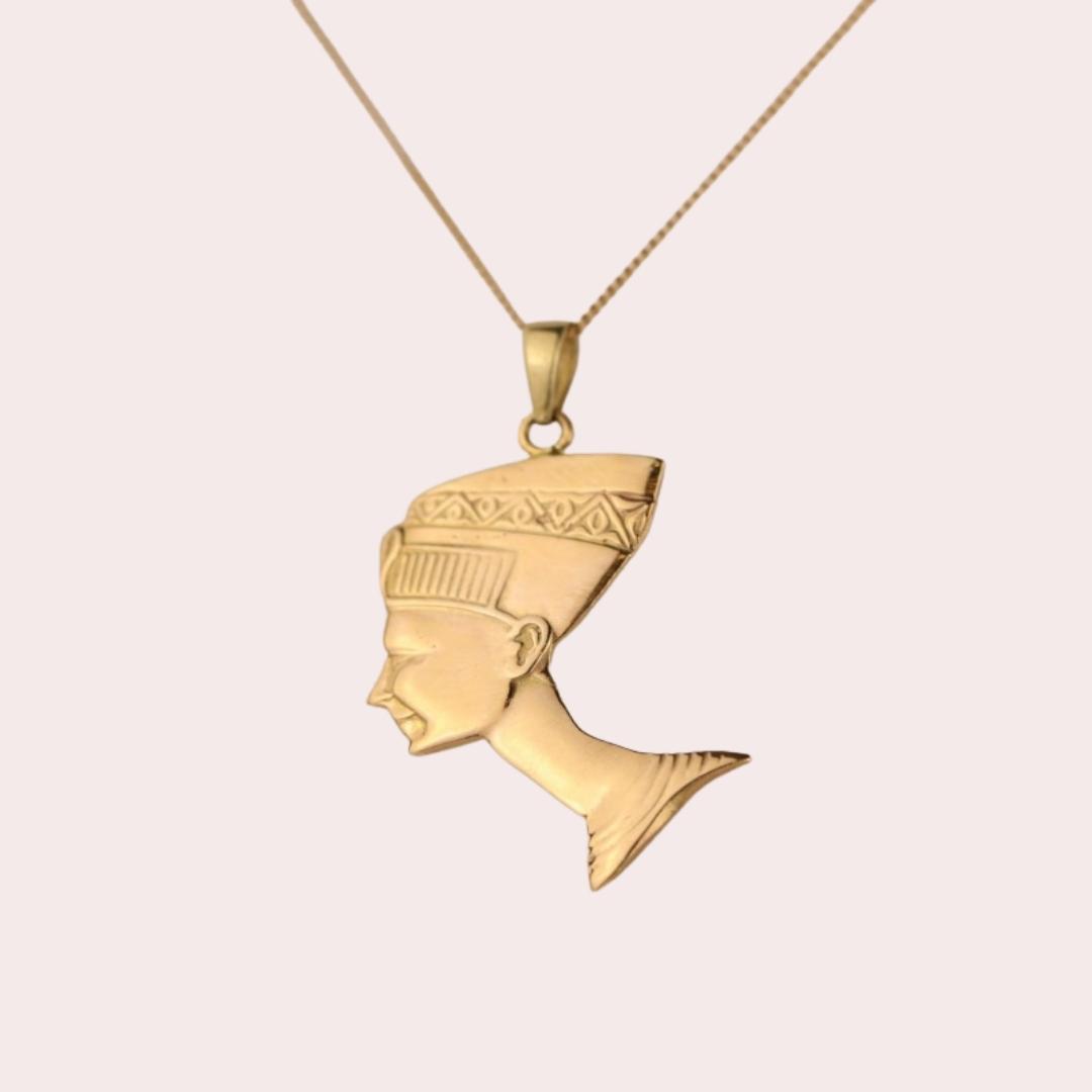 Tête de reine égyptienne Néfertiti vintage en or 10 carats