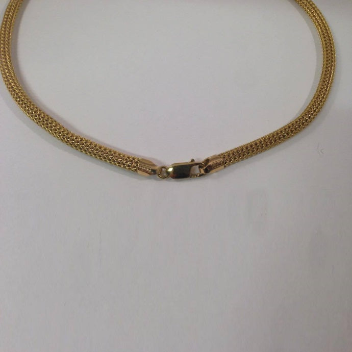 18K Yellow Gold Tube Mesh Chain and Grecian Pendant by Desginer KoriFidis