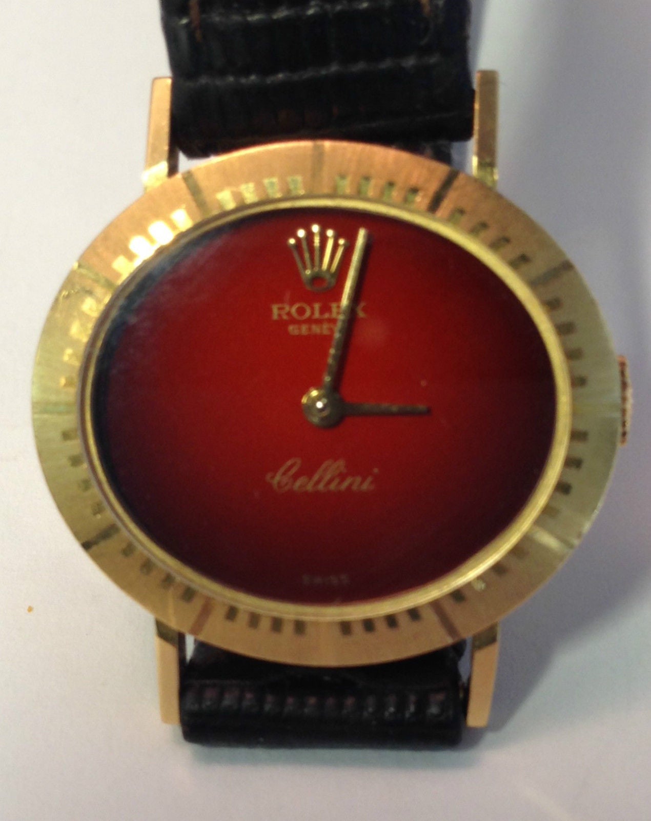 Rolex Cellini with Red Dial Watch 18K Yellow Gold