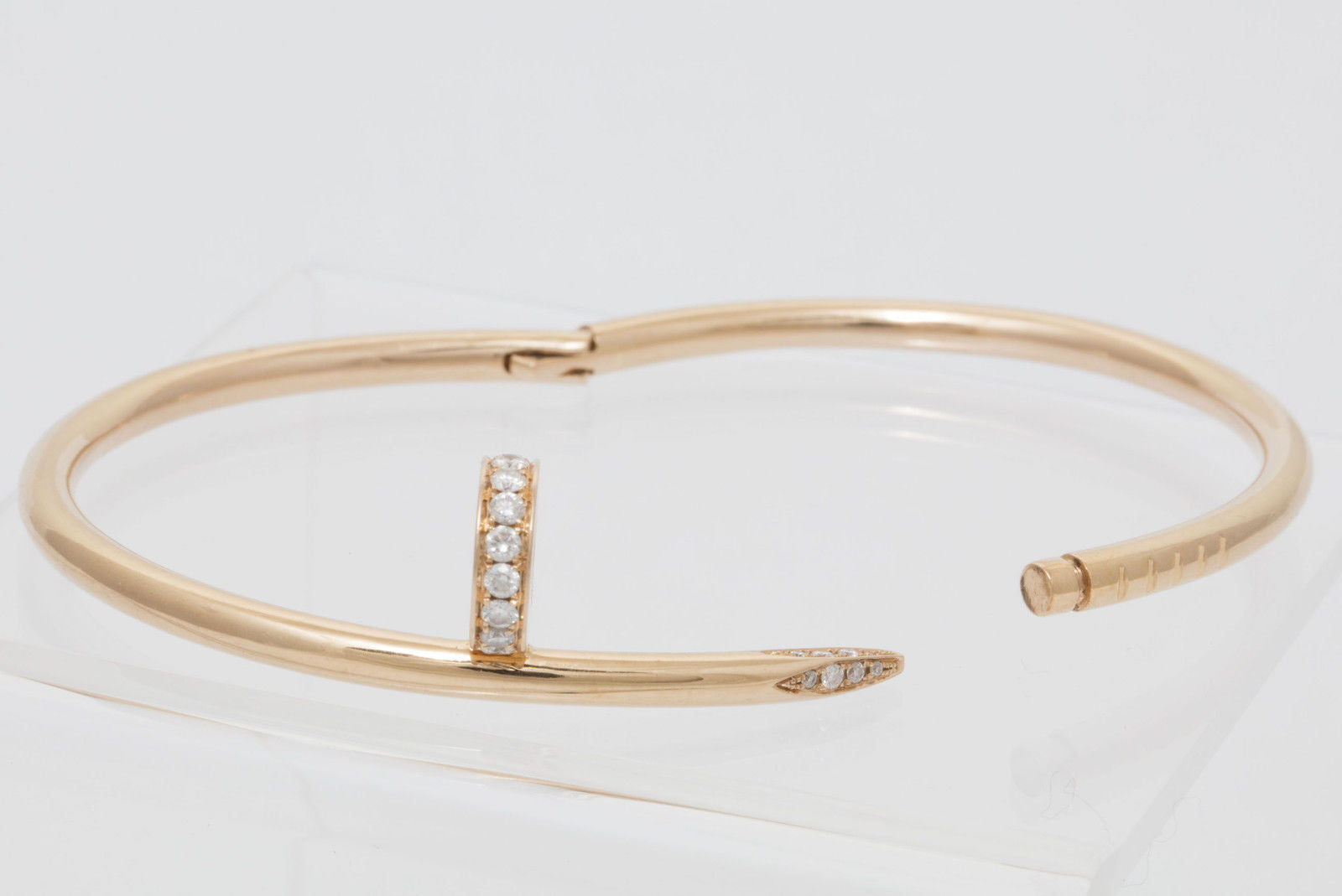 Cartier Juste un Clou Diamond Nail Bangle Bracelet in Rose Gold