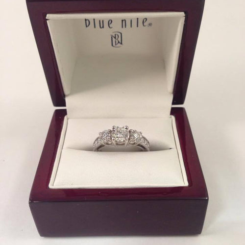 Blue Nile Diamond Ring with Platinum Setting 1.50 TCW GIA