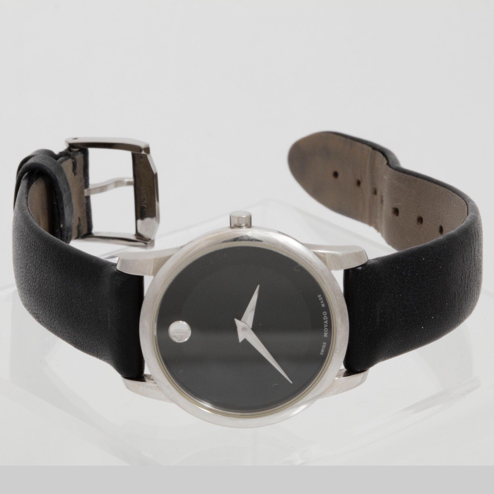 MOVADO Watch with Museum Black Dial and Leather Strap 07.3.14.1143
