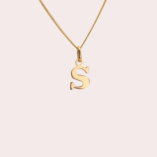 Vintage Letter S Pendant 14K Gold