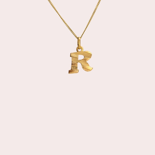 Vintage Letter R Pendant 22K Gold