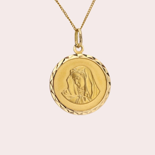 Vintage Madonna 14k Gold Double Sided Pendant