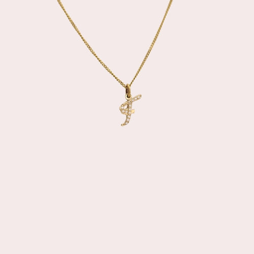 Vintage Letter F Pendant 10K Gold with diamonds