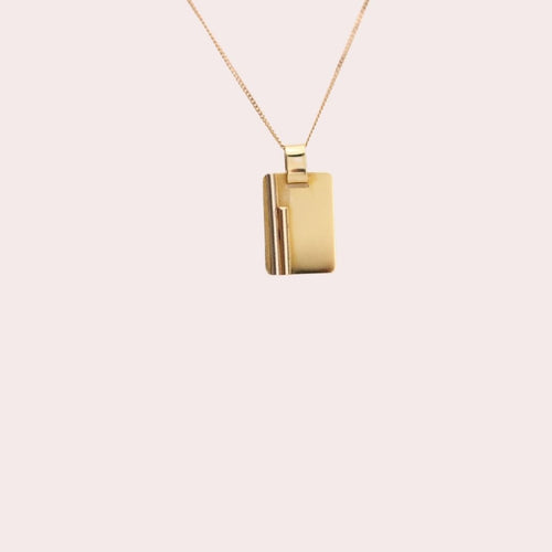 Vintage Solid Rectangular Pendant in 14k Gold