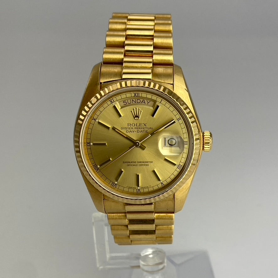 Rolex President Day-Date Champagne Dial 18038 18k Yellow Gold