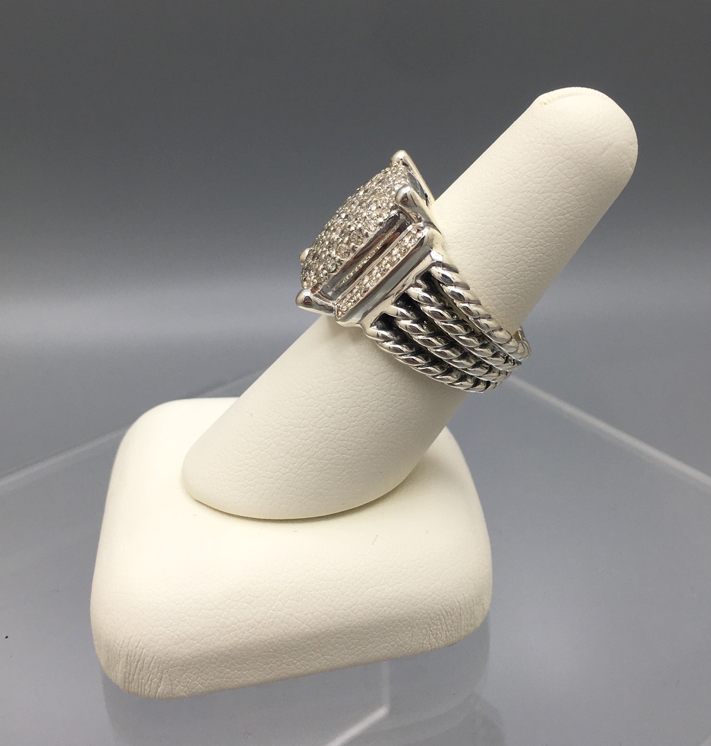 David Yurman Vintage Wheaton Silver Ring with Diamonds