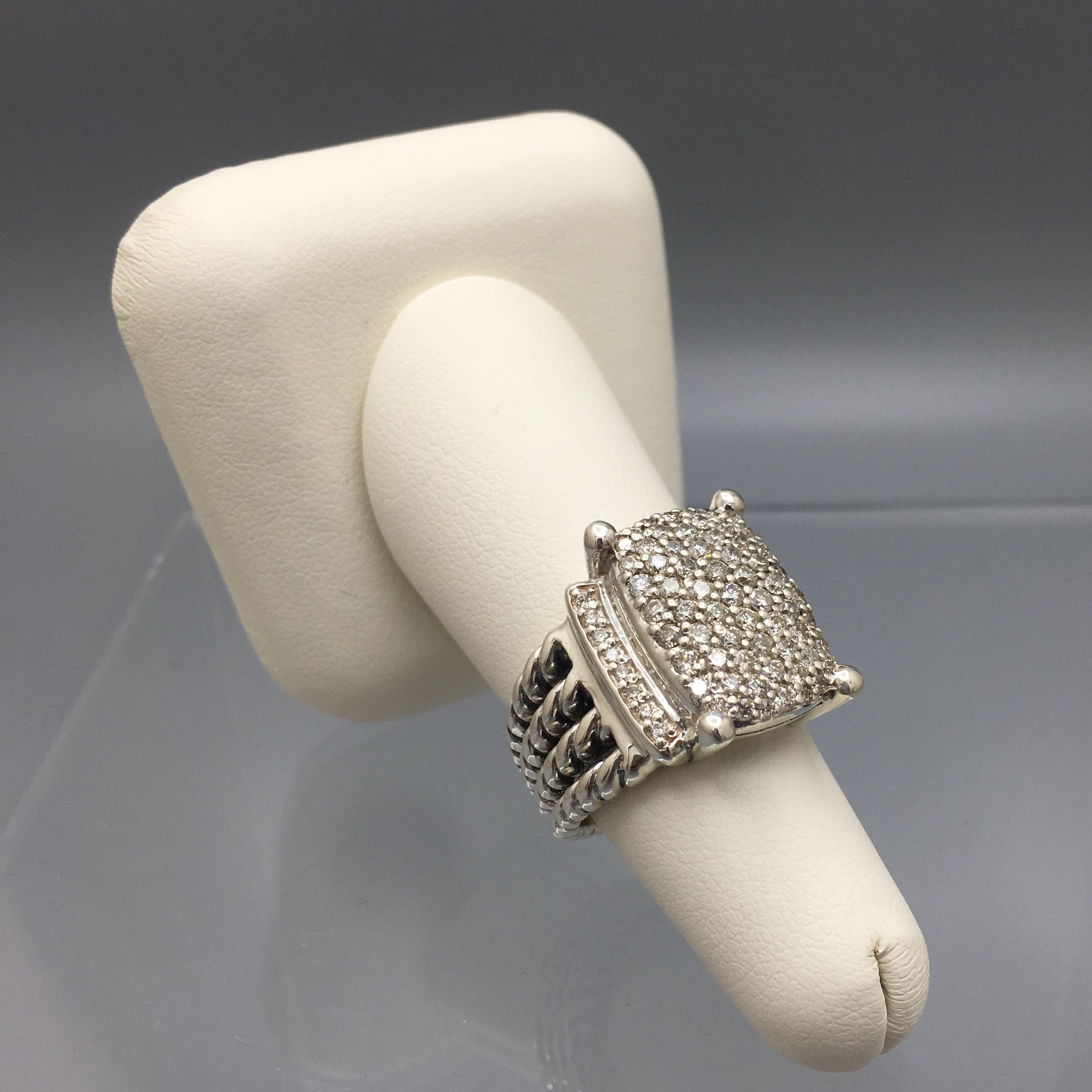 David Yurman Vintage Wheaton Silver Ring with Diamonds