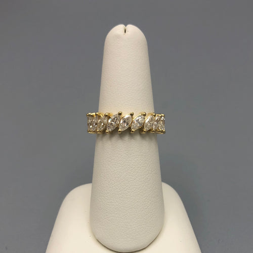 Marquise Cut Diamond Eternity Band with 20 diamonds set in 18k yellow gold