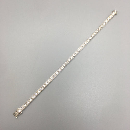 Art Deco Style Diamond Line Bracelet with 40 Round cut diamonds in 18k white gold