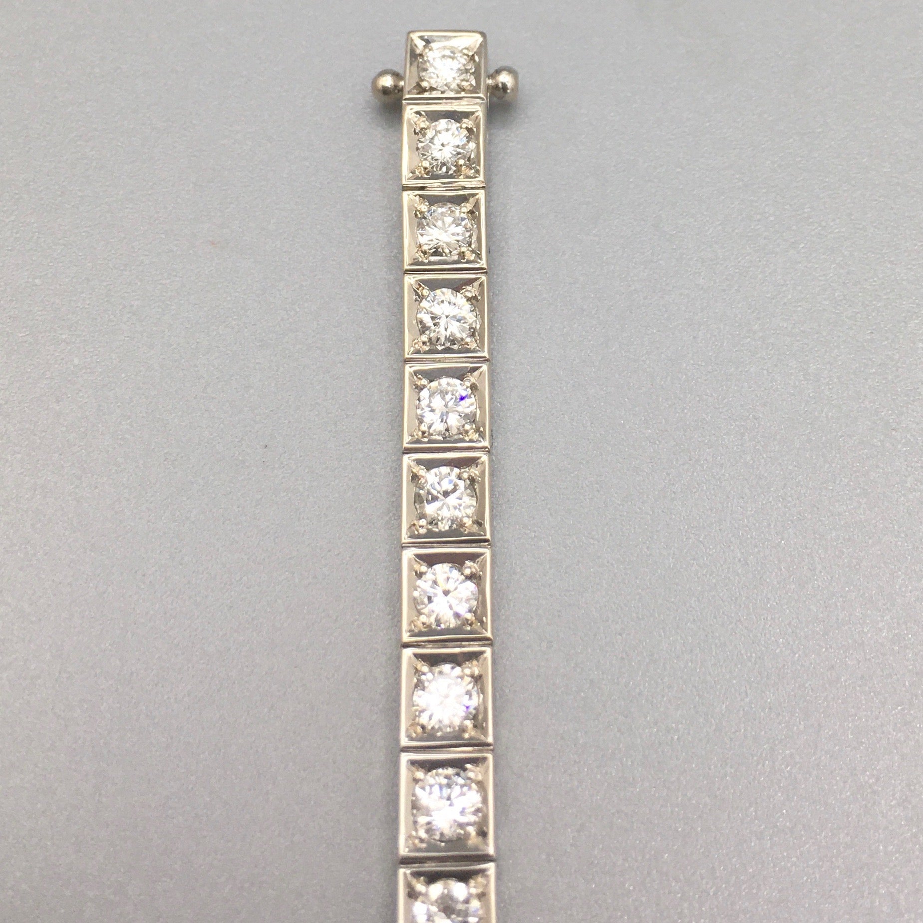 Art Deco Style Diamond Line Bracelet with 40 Round cut diamonds in 18k white gold