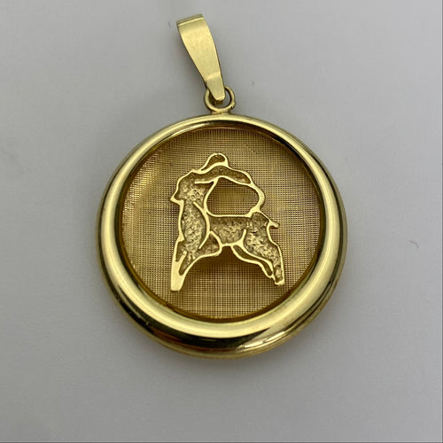 Aries Gold Zodiac pendant in 14k