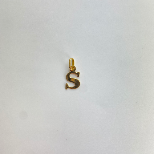 Vintage Letter S Pendant 14K Gold