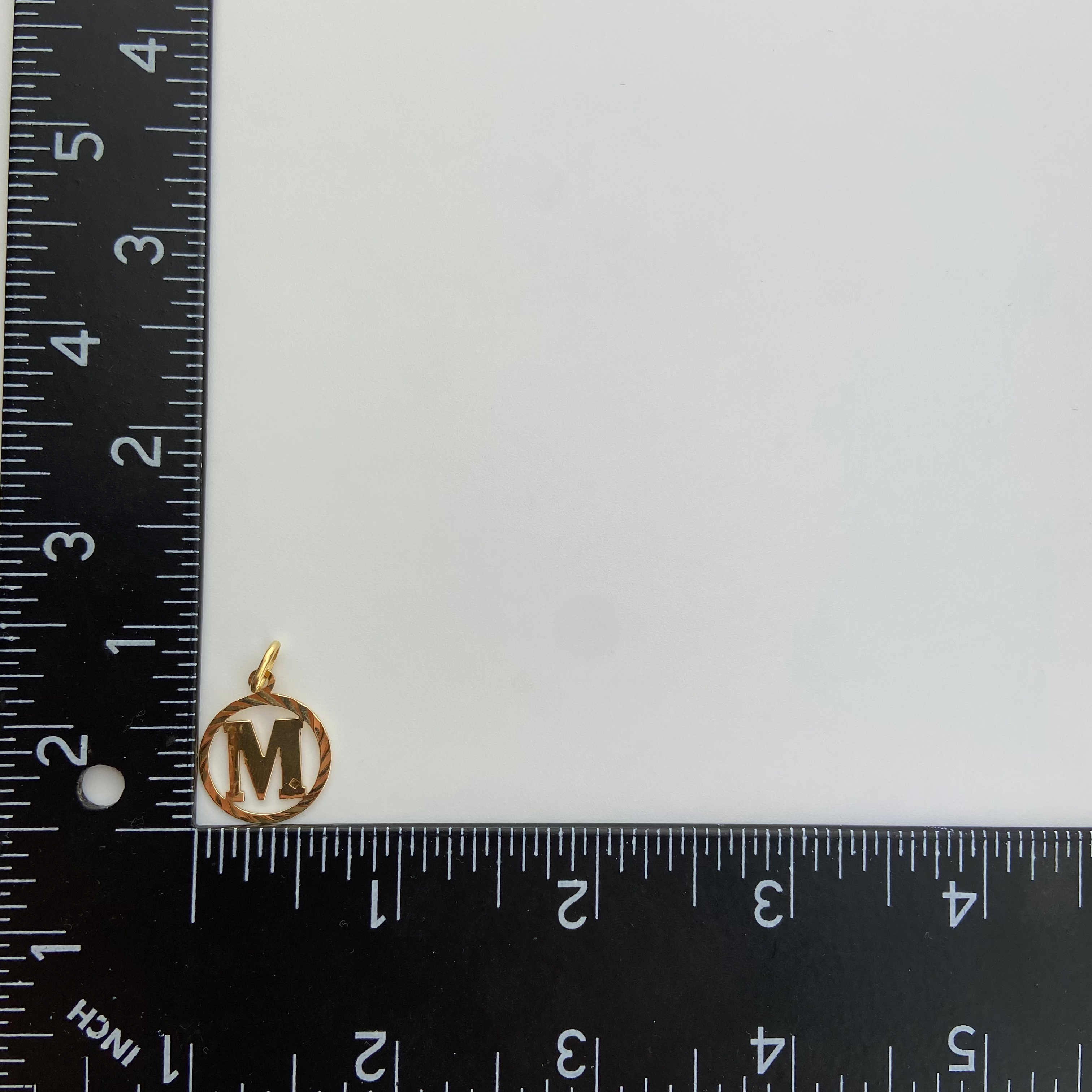 Vintage Letter M Pendant 18K Gold