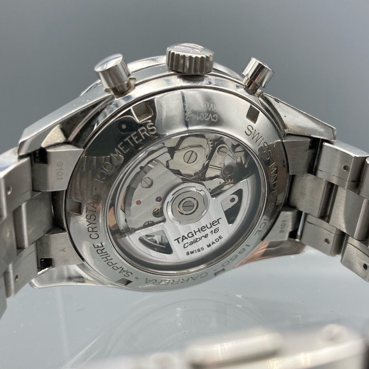 TAG Heuer Carrera Chronograph Black Dial Skeleton Back Watch - CV2014-2