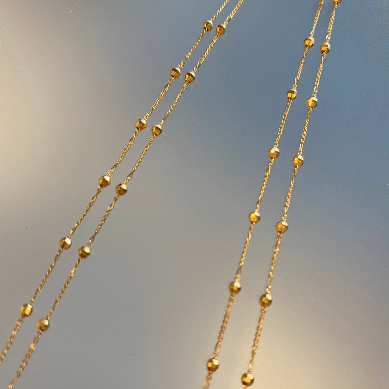 Vintage Ball Bead Double Chain in 18k Gold