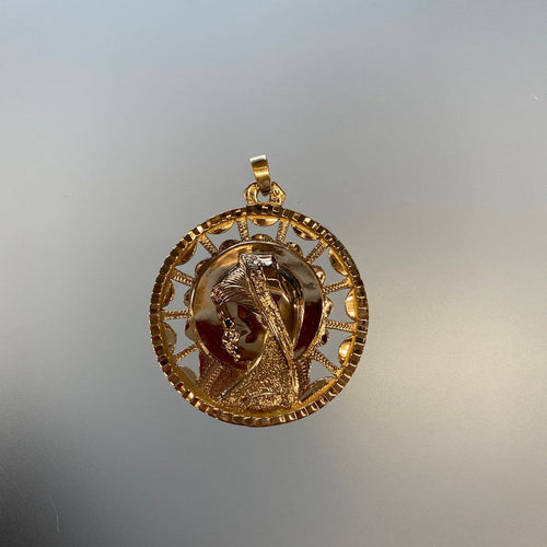 Large Vintage Child Madonna Pendant in 10k Gold