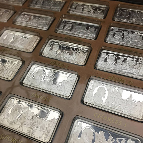 The "1000 Years of British Monarchy" Sterling Silver Ingots Collection by Wellings Mints LTD. 50 Ingots