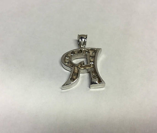 Beautiful Letter "R" Pendant in 14k White Gold and Diamonds