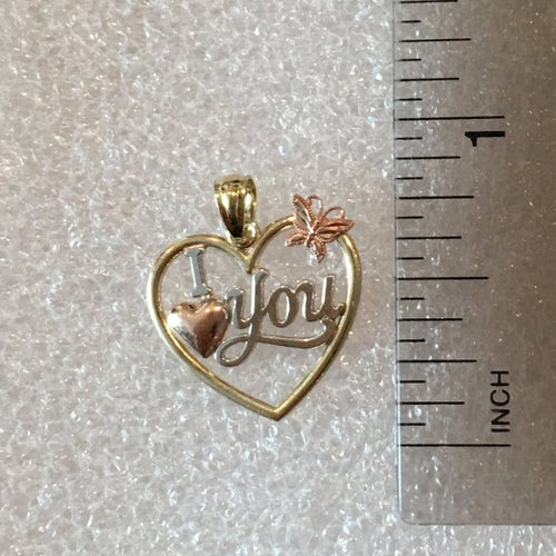 I Love You Heart Pendant in 10K Gold