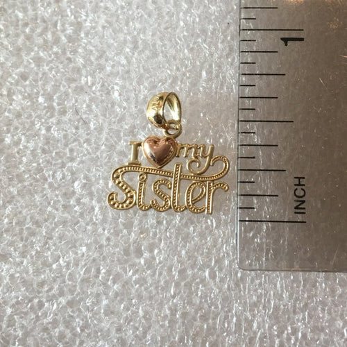 I Love My Sister Pendant in 10K Gold