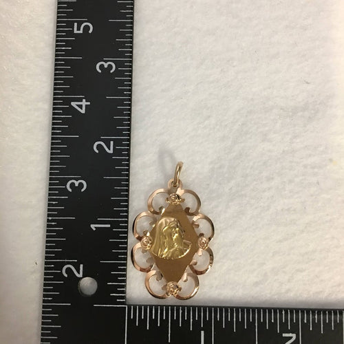 Retro Virgin Mary Madonna Pendant in 14k Gold