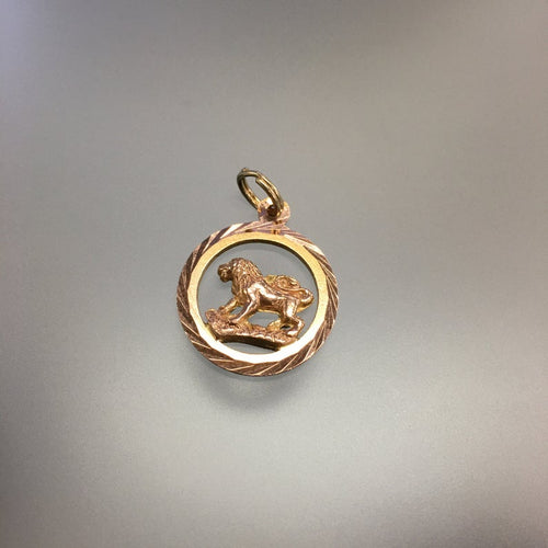 Vintage Leo Zodiac Pendant 14K in Rose Gold