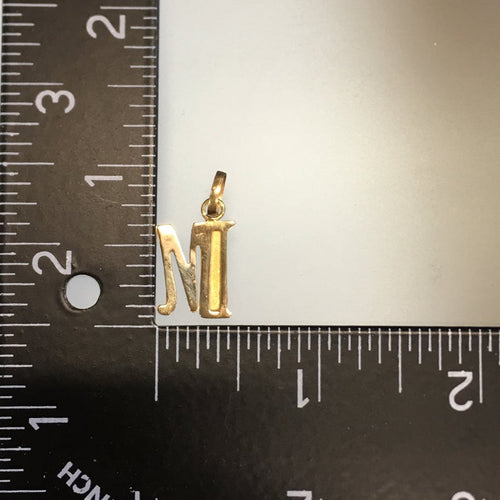 Vintage Letter M Pendant 14K Gold