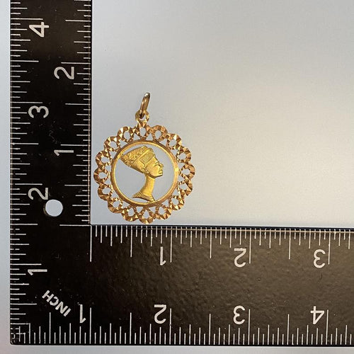Vintage Cleopatra Pendant in 10k Yellow Gold