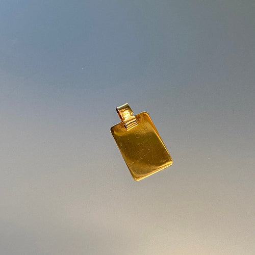 Vintage Solid Rectangular Pendant in 14k Gold