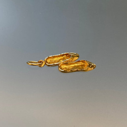 Vintage Ballet Slipper Shoe Charm in 10k Gold