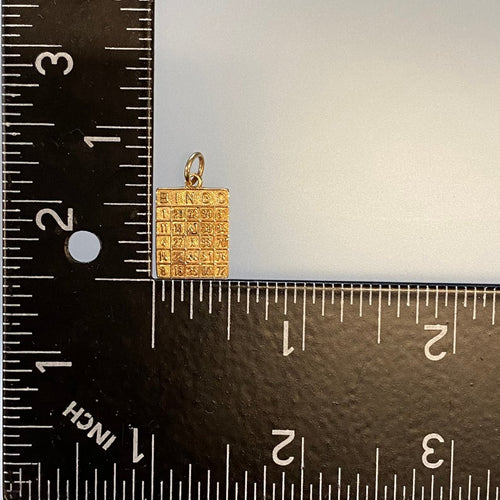 Vintage Bingo Card Charm in 10k Gold