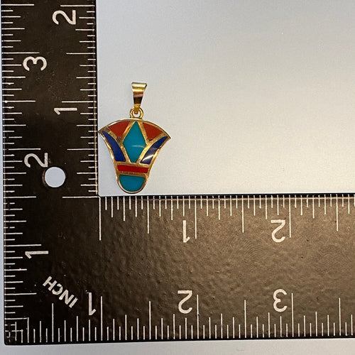Vintage Egyptian 18k Gold Royal Lotus Flower Pendant