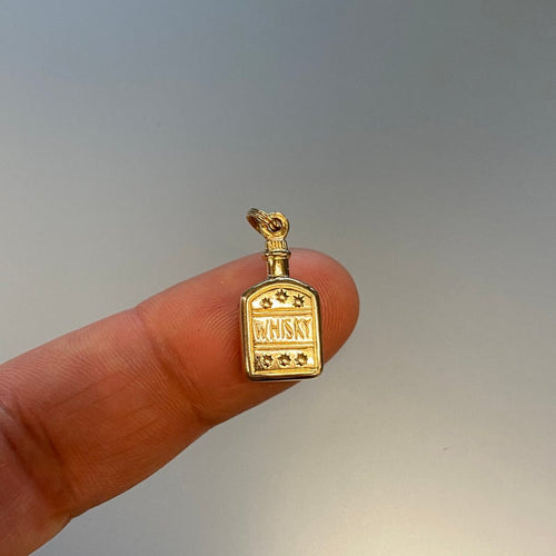 Vintage Whiskey Bottle Charm in 14k Gold