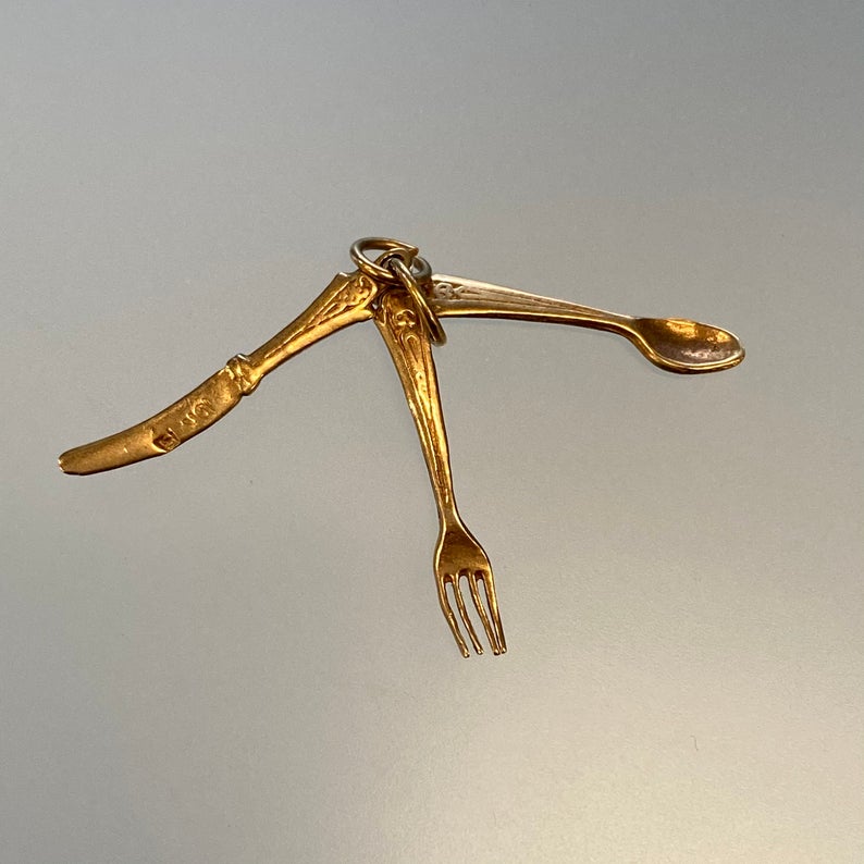 Vintage Cutlery Charm in 10k Gold