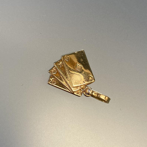 Vintage Playing Cards Charm Pendant in 10k Gold