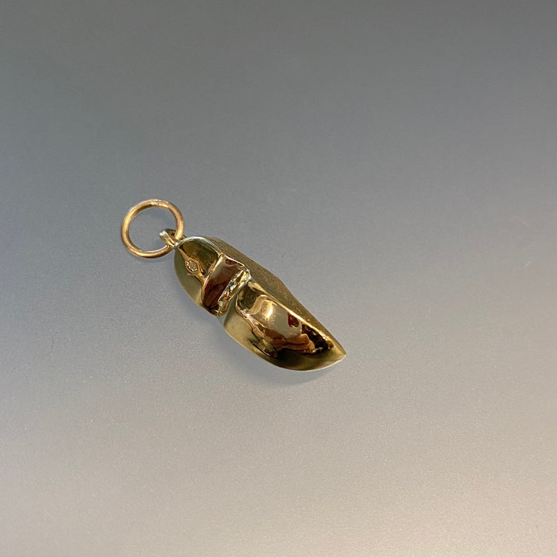 Vintage Dutch Shoe Charm in 14k Gold with Red Enamel