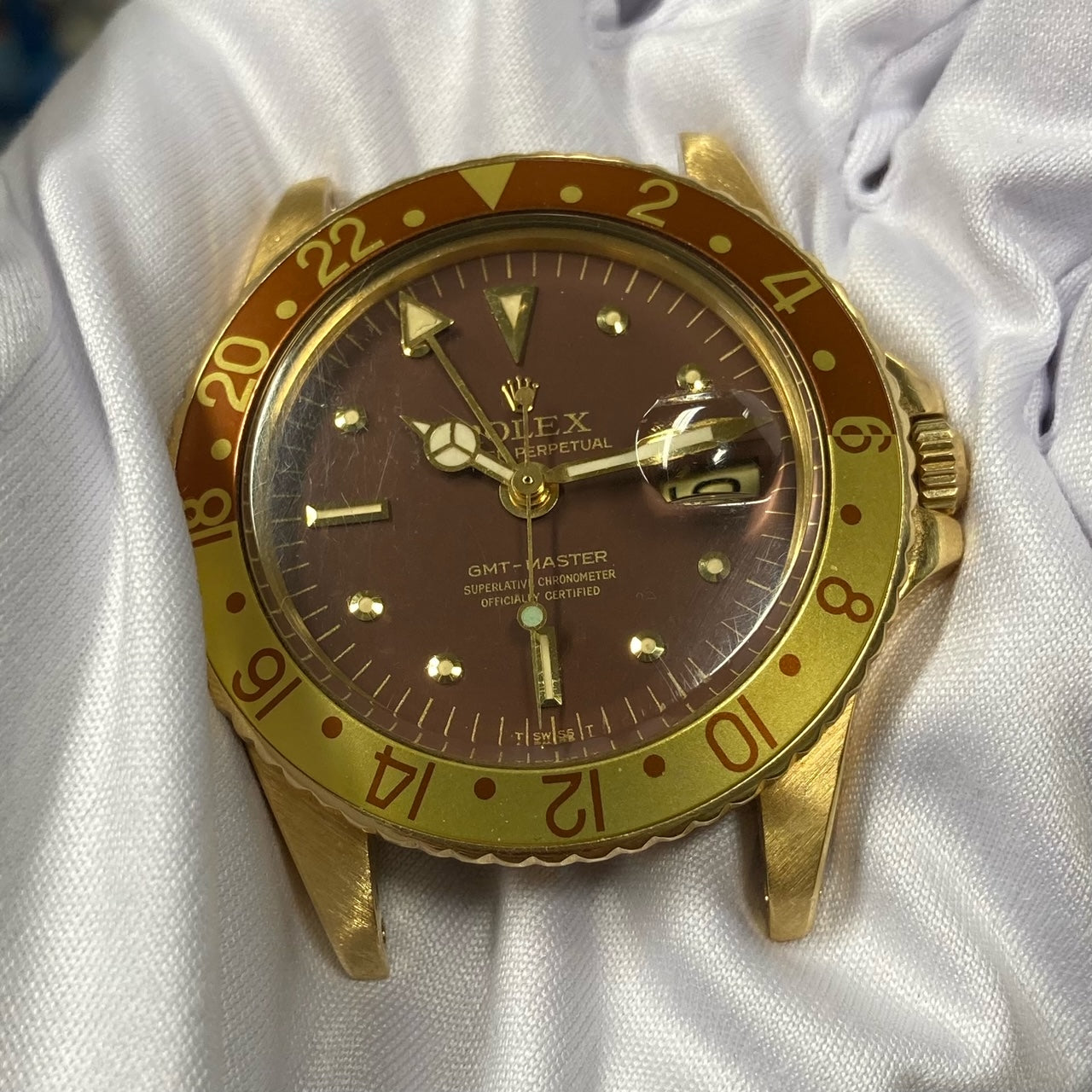 Rolex 1972 Gold GMT-Master Root Beer Nipple Dial 1675