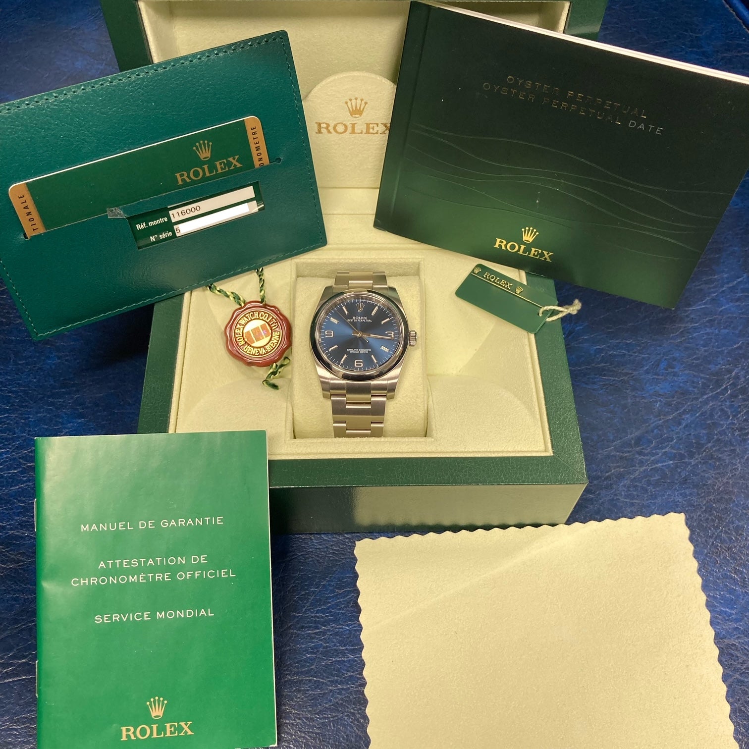 Rolex Oyster Perpetual 36mm Blue Dial Automatic Men's Watch - 116000