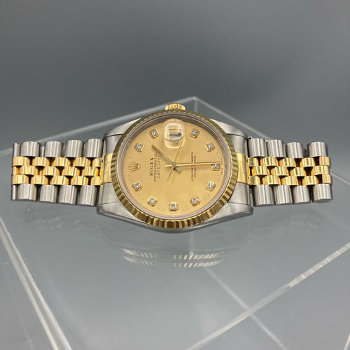 Rolex Datejust 36 Champagne Diamond Dial SS/18kt Solid Gold - 16233