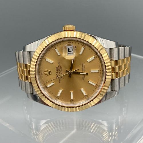 Rolex Datejust 41 Oystersteel et cadran champagne en or jaune 126333