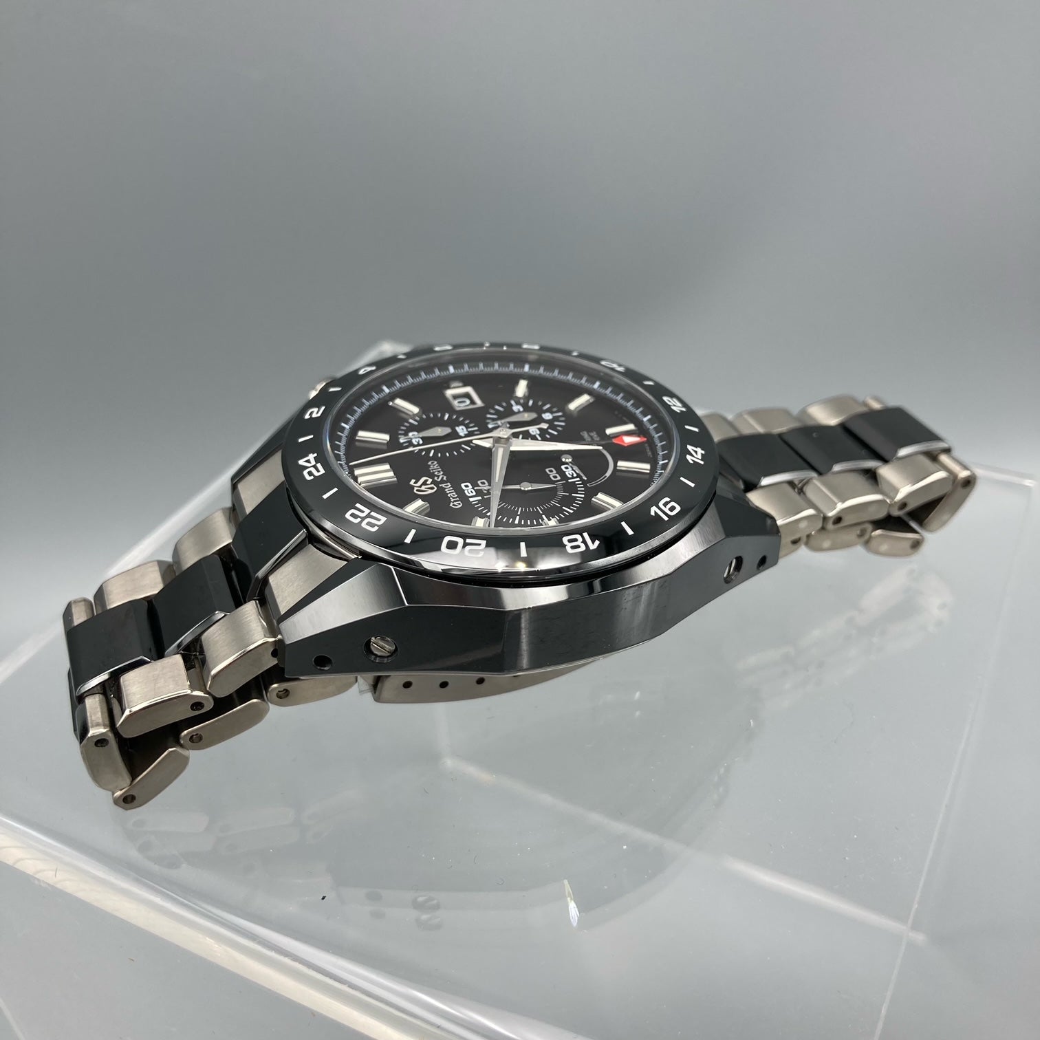 Grand Seiko Ceramic Chronograph GMT Black Dial Watch - SBGC223
