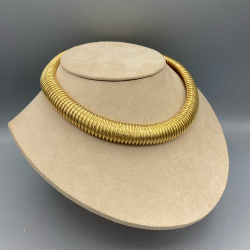 Vintage Omega Style Chain 18k Yellow Gold Choker Necklace