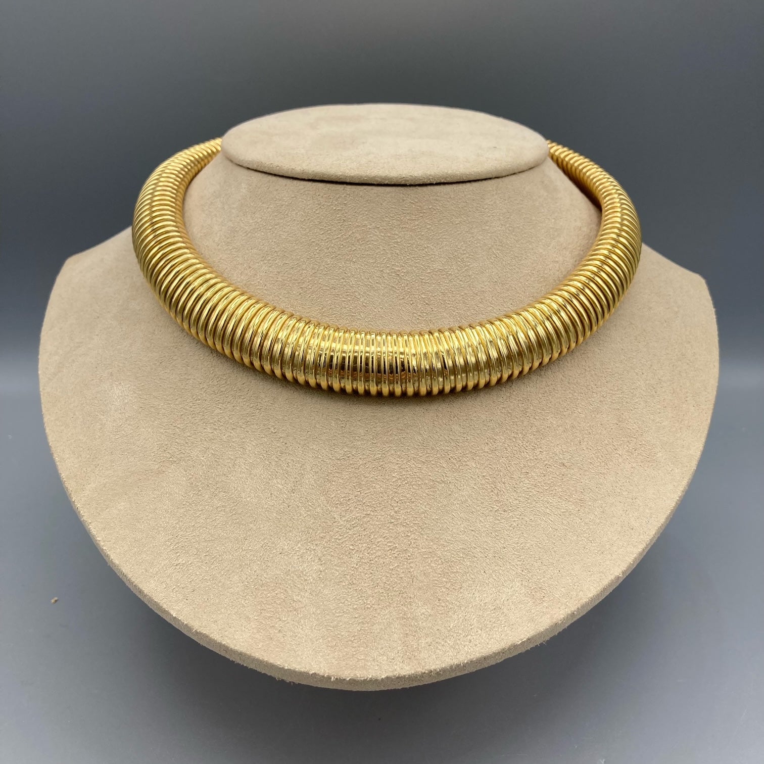 Vintage Omega Style Chain 18k Yellow Gold Choker Necklace